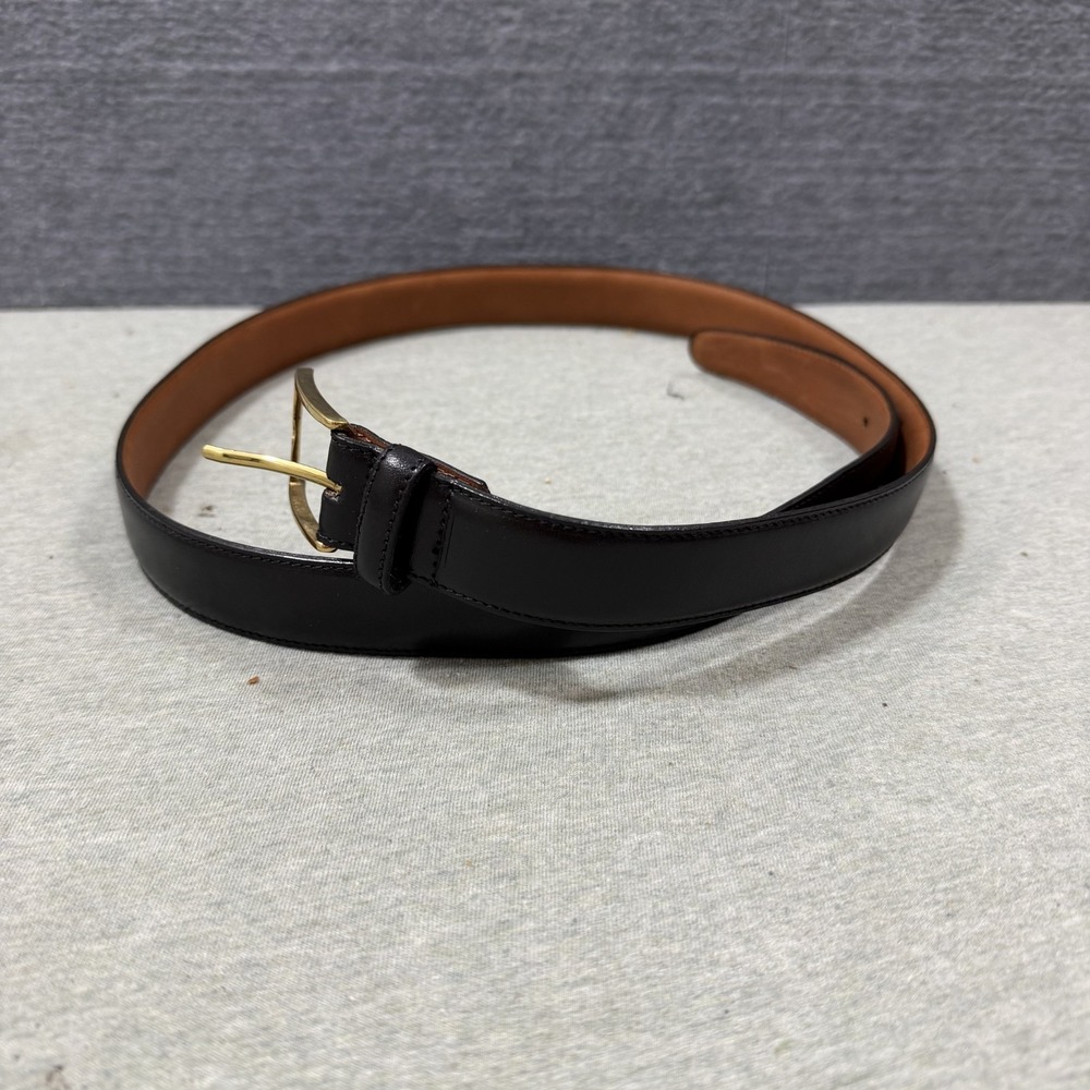 Torino Dress Belt 38 Black Glazed Kipskin Leather Vintage USA 5520 Classic Belt